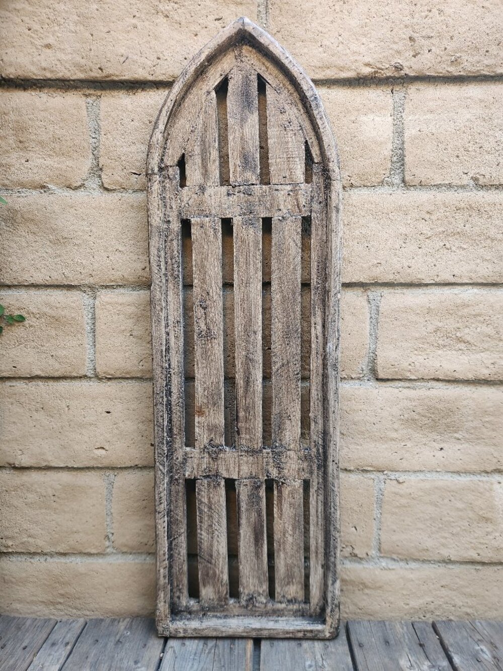36" H, Shadow Brown Farmhouse Sasarito Arch Wood Distress Shabby Chic